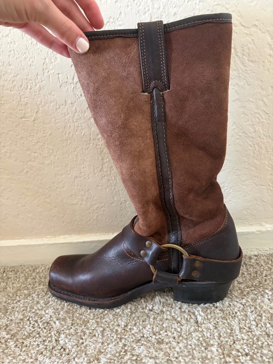 Frye Shoes - Frye Western Brown Suede and Leather Mid-Calf Boot